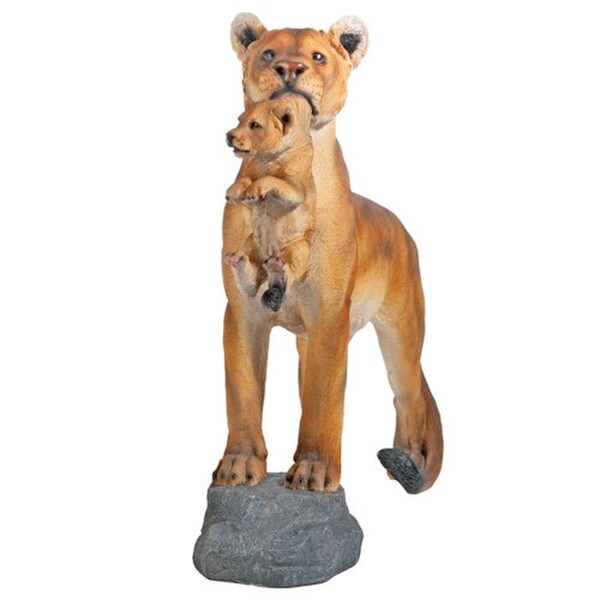 Lioness with Cub Statue animal sculpture wild African pride mom baby